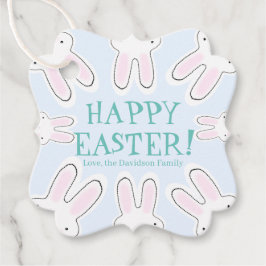 ハッピーイースター淡い色のブルー可愛い覗きバニーカスタムズ フェイバータグ