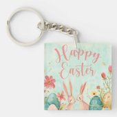 ハッピーイースター淡緑色の水色 キーホルダー (正面)