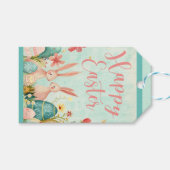 ハッピーイースター淡緑色の水色 ギフトタグ (正面(横))