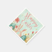 ハッピーイースター淡緑色の水色 スタンダードカクテルナプキン (角)