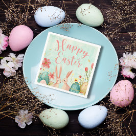 ハッピーイースター淡緑色の水色 スタンダードカクテルナプキン