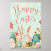 ハッピーイースター淡緑色の水色 ポスター (正面)