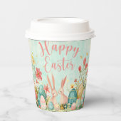 ハッピーイースター淡緑色の水色 紙コップ (正面)