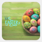 ハッピーイースター熱帯ビーチ沿岸パーティー供給 スクエアシール (正面)