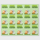 ハッピーイースター熱狂するバニー ラッピングペーパー (フラット)