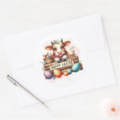 ハッピーイースター牛と卵 ラウンドシール (封筒)