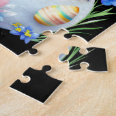 ハッピーイースター白い子猫(花) ジグソーパズル (側面)