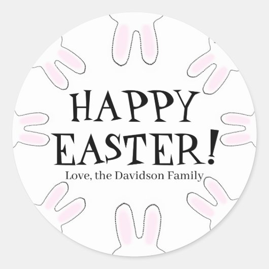 ハッピーイースター白黒カスタムキュートおもしろい ラウンドシール (正面)