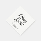 ハッピーイースター白黒カスタムスクリプエレガントト スタンダードカクテルナプキン (角)