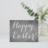 ハッピーイースター白黒シャルボードタイポグラフィ シーズンポストカード (スタンド正面)
