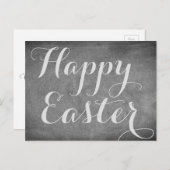ハッピーイースター白黒シャルボードタイポグラフィ シーズンポストカード (正面/裏面)