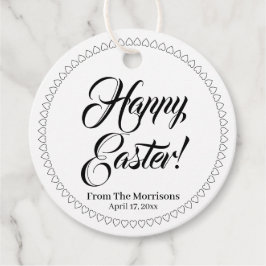 ハッピーイースター白黒ハートカスタムスクリプトシック フェイバータグ