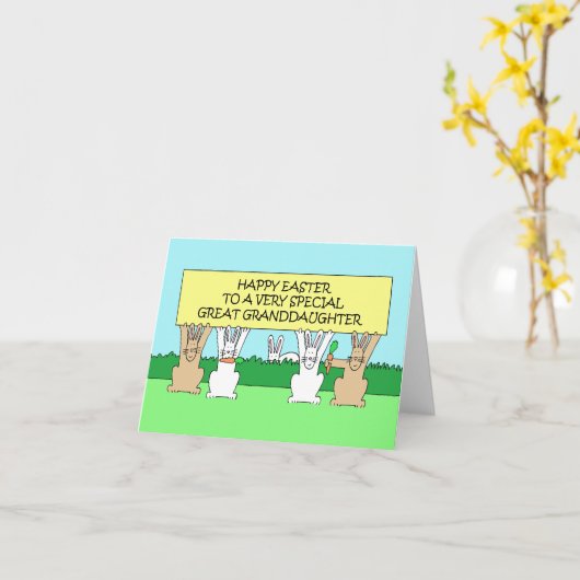 ハッピーイースター素晴らし孫娘マンガバニー カード (黄色い花)