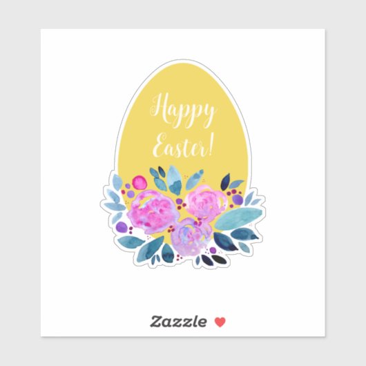 ハッピーイースター素朴な格子状のフローラオレンジ色の卵 シール (シート)