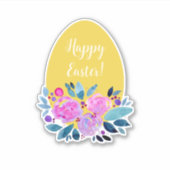 ハッピーイースター素朴な格子状のフローラオレンジ色の卵 シール (正面)