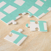 ハッピーイースター素朴な格子状のフローラオレンジ色の卵 ジグソーパズル (側面)