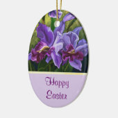 ハッピーイースター紫色の花飾り セラミックオーナメント (左)