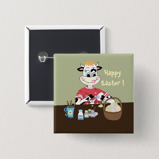 ハッピーイースター絵画卵のイベントボタン 缶バッジ (正面&裏面)