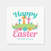 ハッピーイースター美しいフローラクロスカスタムパーティー スタンダードカクテルナプキン (正面)