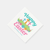 ハッピーイースター美しいフローラクロスカスタムパーティー スタンダードカクテルナプキン (角)