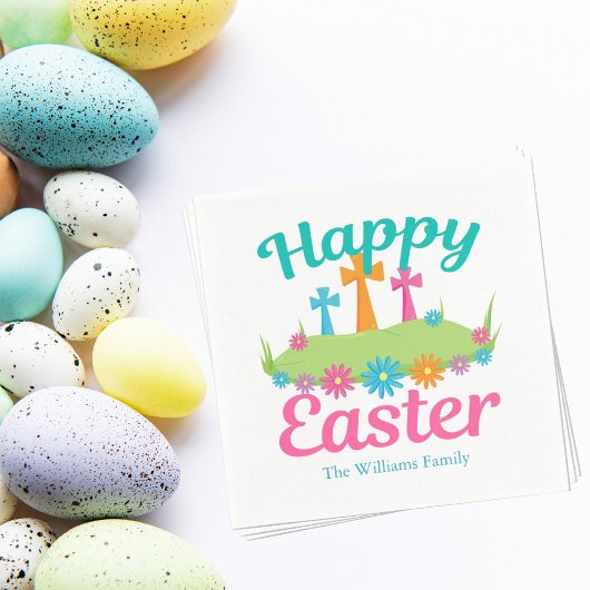 ハッピーイースター美しいフローラクロスカスタムパーティー スタンダードカクテルナプキン