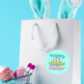 ハッピーイースター美しい宗教的な花が交差 ラウンドシール