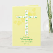 ハッピーイースター聖書ヨハネ11:25イエロークロス カード (正面)