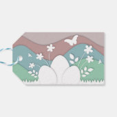 ハッピーイースター自然かわいい漫画の動物 ギフトタグ (裏面横)