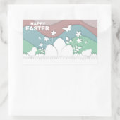 ハッピーイースター自然かわいい漫画の動物 長方形シール (バッグ)