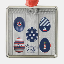 ハッピーイースター航海のをテーマにした沿岸航法 メタルオーナメント