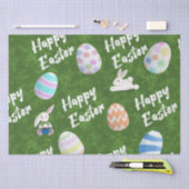 ハッピーイースター色彩の鮮やかの卵と草 薄葉紙 (クラフト)