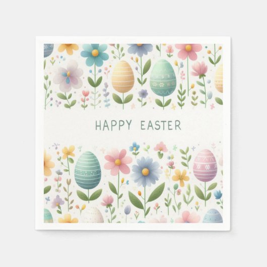 ハッピーイースター花 スタンダードカクテルナプキン (正面)