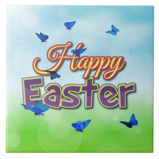 ハッピーイースター蝶 タイル (正面)