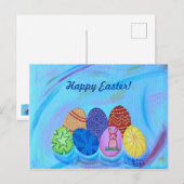 ハッピーイースター装飾ポインティリスエッグポストカード ポストカード (正面/裏面)