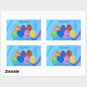 ハッピーイースター装飾ポインティリスムエッグステッカー 長方形シール (シート)