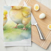 ハッピーイースター装飾文字ベビーChics キッチンタオル (四つ折り)