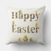 ハッピーイースター装飾文字ベビーChics クッション (正面)