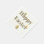 ハッピーイースター装飾文字ベビーChics スタンダードカクテルナプキン (角)