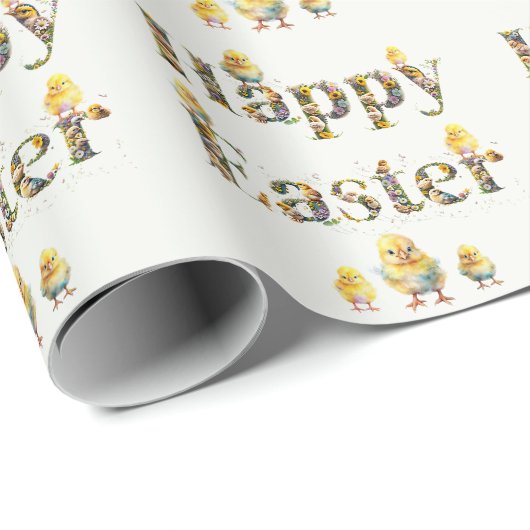 ハッピーイースター装飾文字ベビーChics ラッピングペーパー (ロールコーナー)