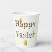 ハッピーイースター装飾文字ベビーChics 紙コップ (正面)