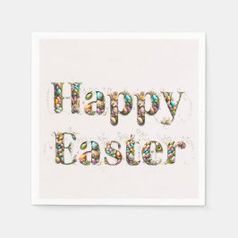 ハッピーイースター装飾文字 スタンダードカクテルナプキン