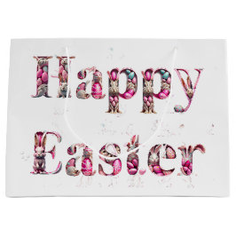 ハッピーイースター装飾文字 ラージペーパーバッグ