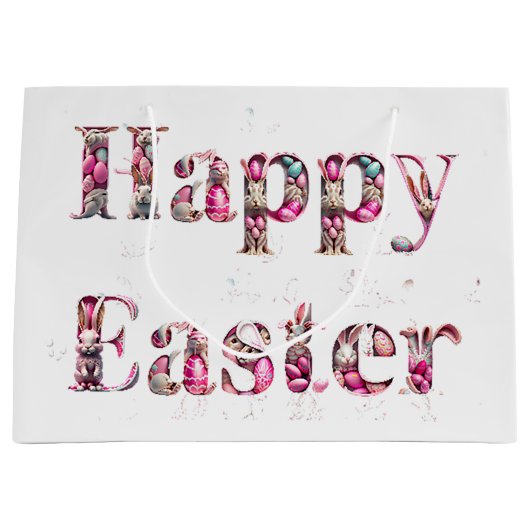 ハッピーイースター装飾文字 ラージペーパーバッグ (正面)