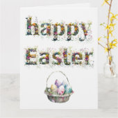 ハッピーイースター装飾野花文字 カード (黄色い花)