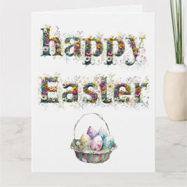 ハッピーイースター装飾野花文字 カード