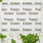 ハッピーイースター装飾野花文字 キッチンタオル (折り畳み)