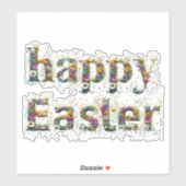 ハッピーイースター装飾野花文字 シール (シート)