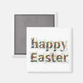 ハッピーイースター装飾野花文字 マグネット (正面/裏面)