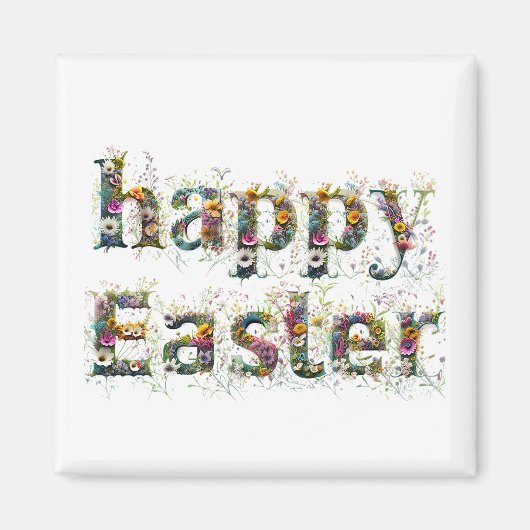ハッピーイースター装飾野花文字 マグネット (正面)