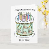 ハッピーイースター誕生日と姉妹 カード (黄色い花)
